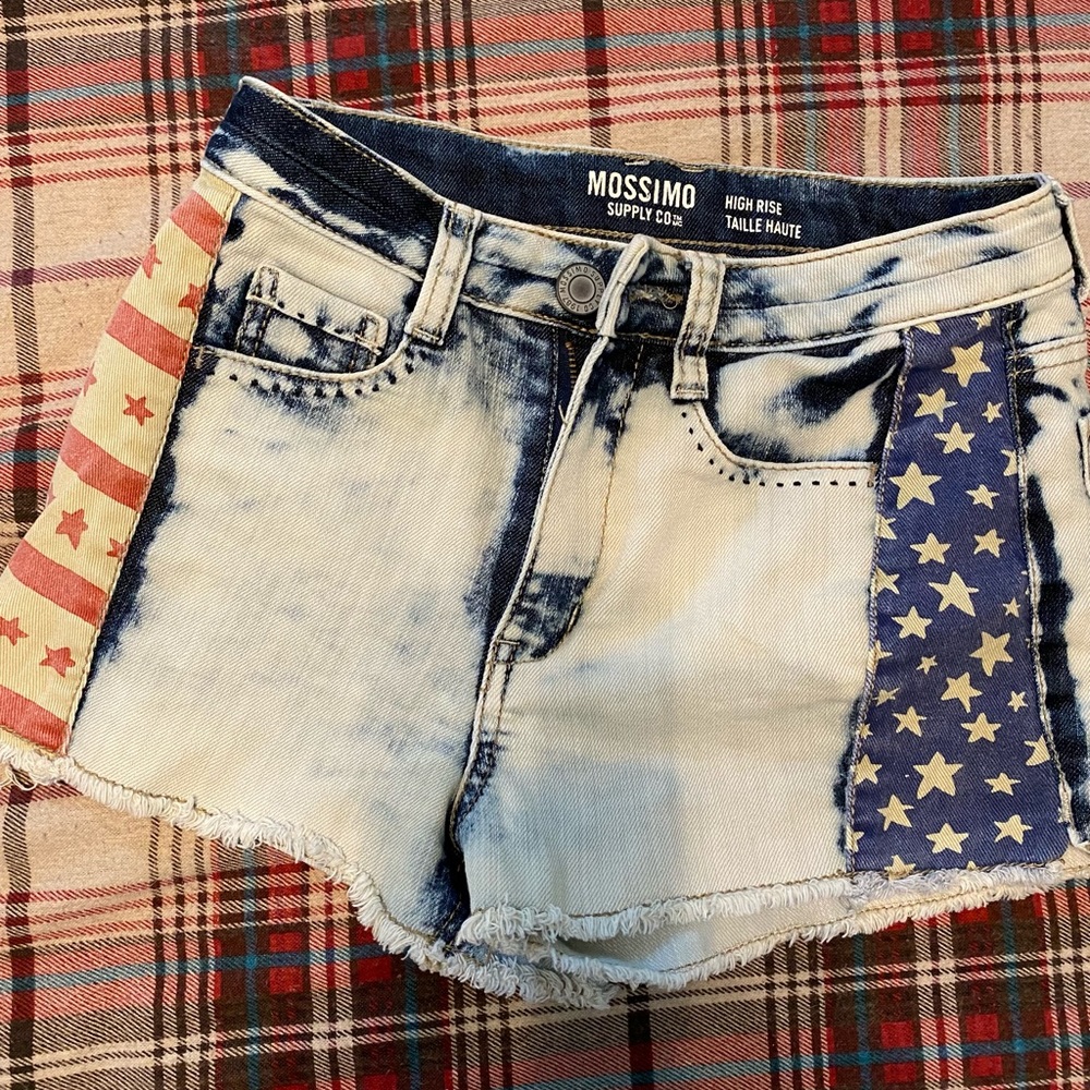 Mission High Rise Acid Wash Stars and Stripes Shorts - Size 5